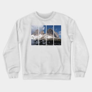 Selva di Val Gardena, Bolzano, Italy. Snow-covered mountain in the Dolomites; sunny spring day. Passo Sella Crewneck Sweatshirt